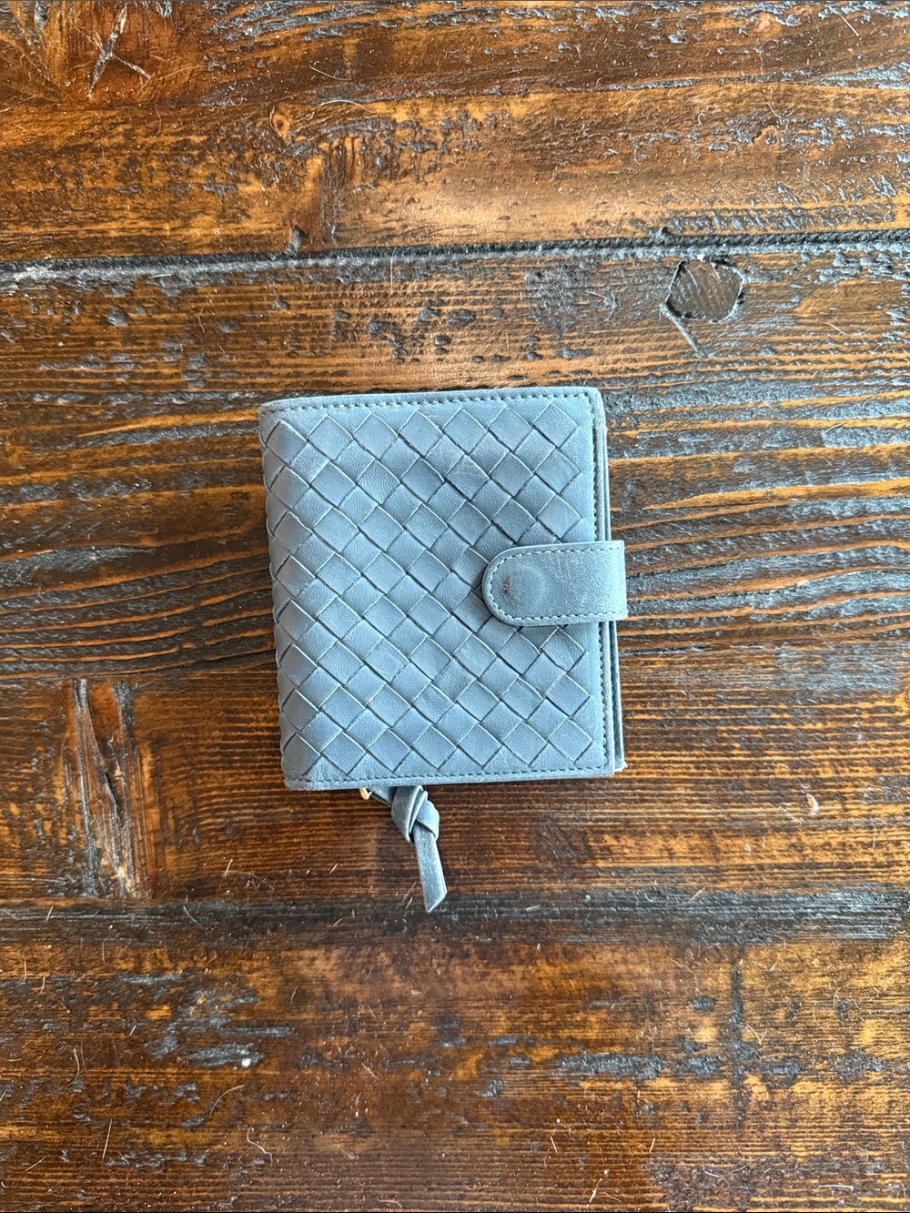 Bottega Veneta Dusty Blue Intrecciato Leather Wallet